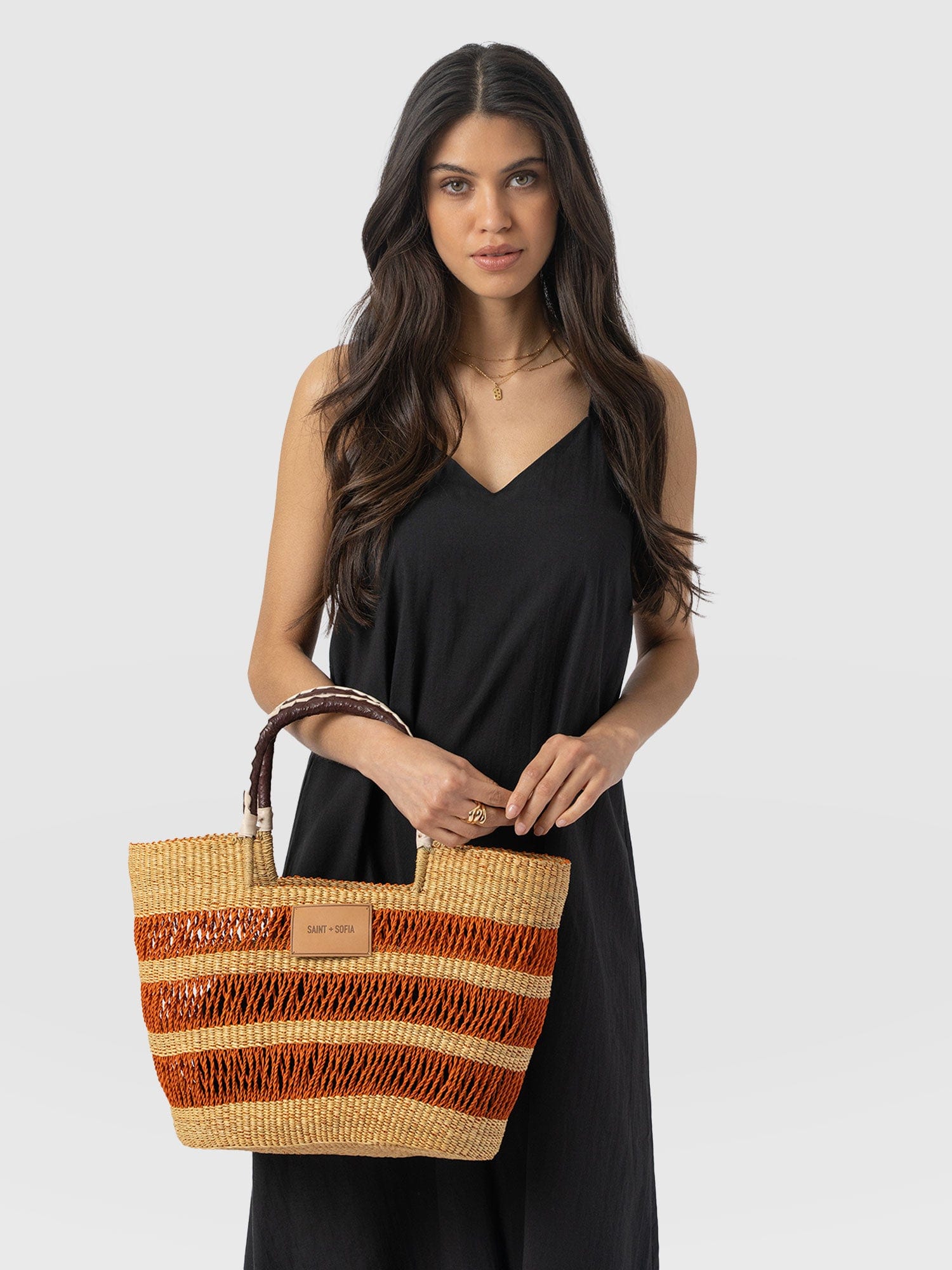 Simone Basket Bag - Orange